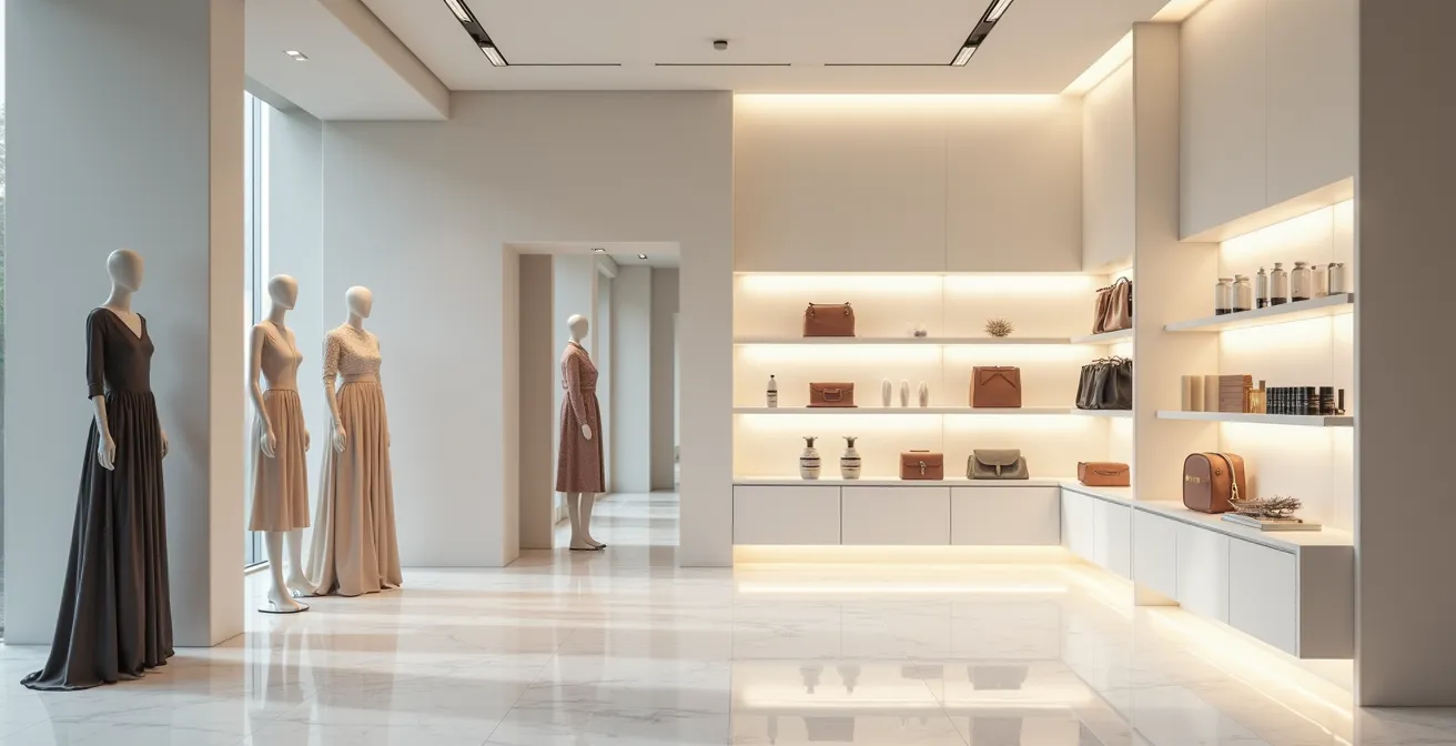 Split composition showing high fashion items versus diet product aesthetic