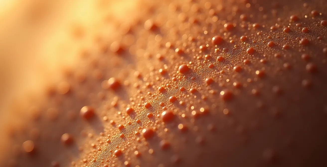Macro visualization of skin texture showing the effects of glycation on collagen