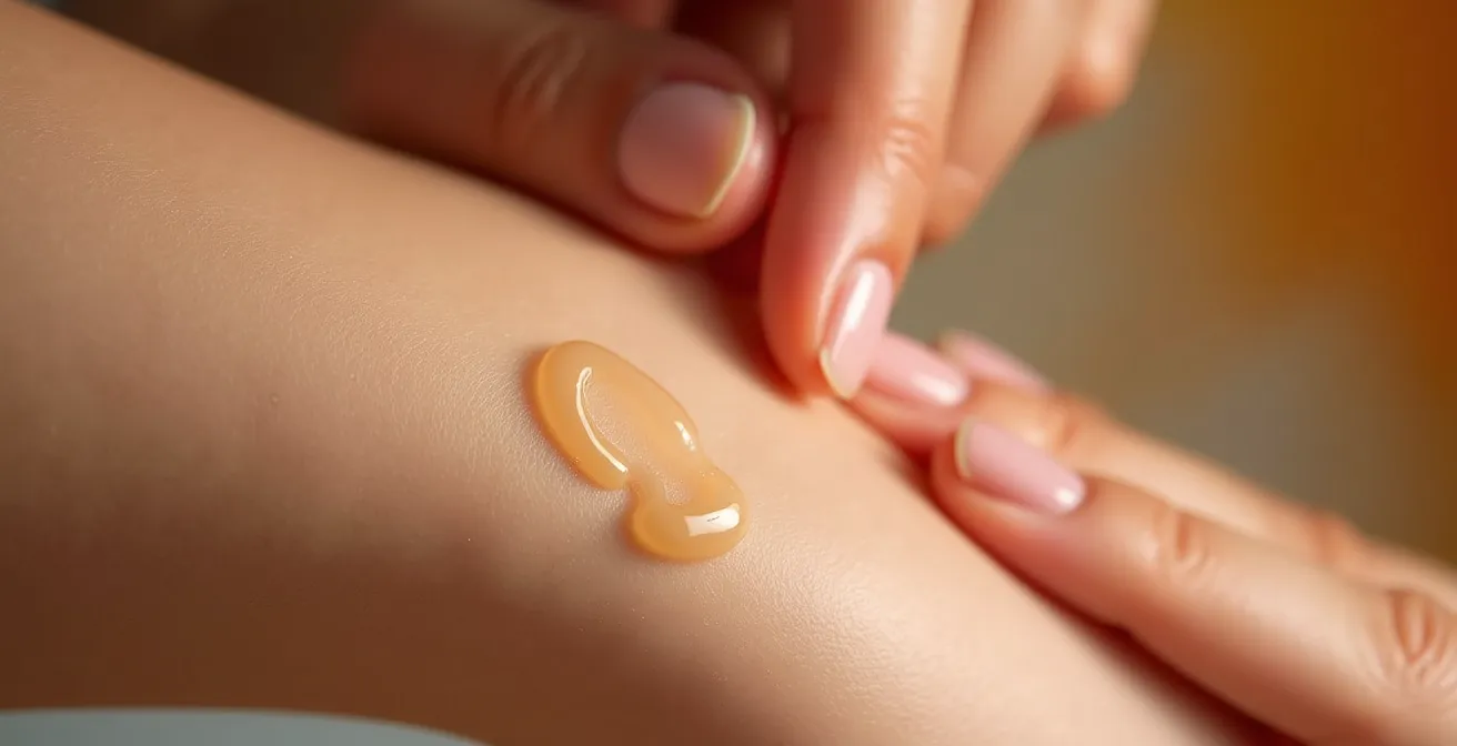 Close-up of smooth, hydrated elbow skin texture