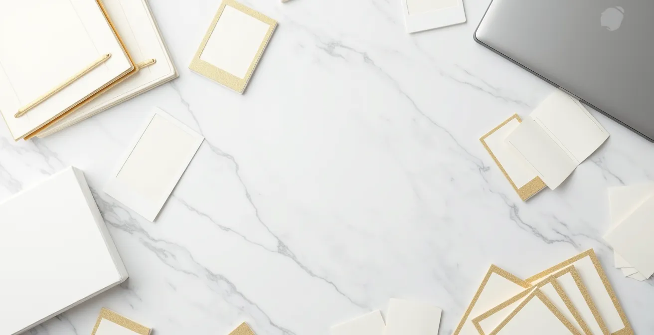 Overhead view of organized visa application materials for international modeling