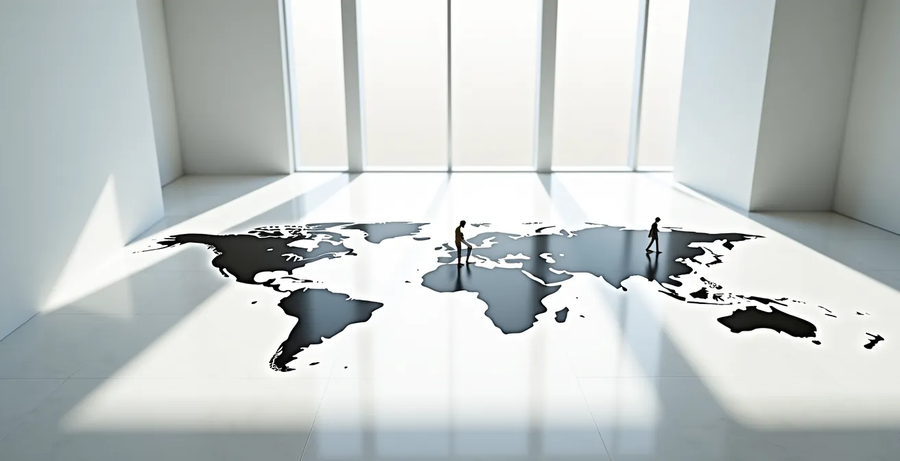 Visual representation of a mother agent's global network connecting a model to international fashion markets