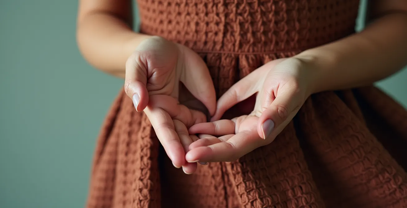 Model creating geometric negative space with extended limbs against minimal background