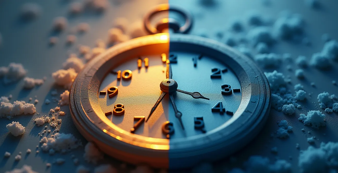 Abstract visualization of different sleep patterns for Lion and Wolf chronotypes